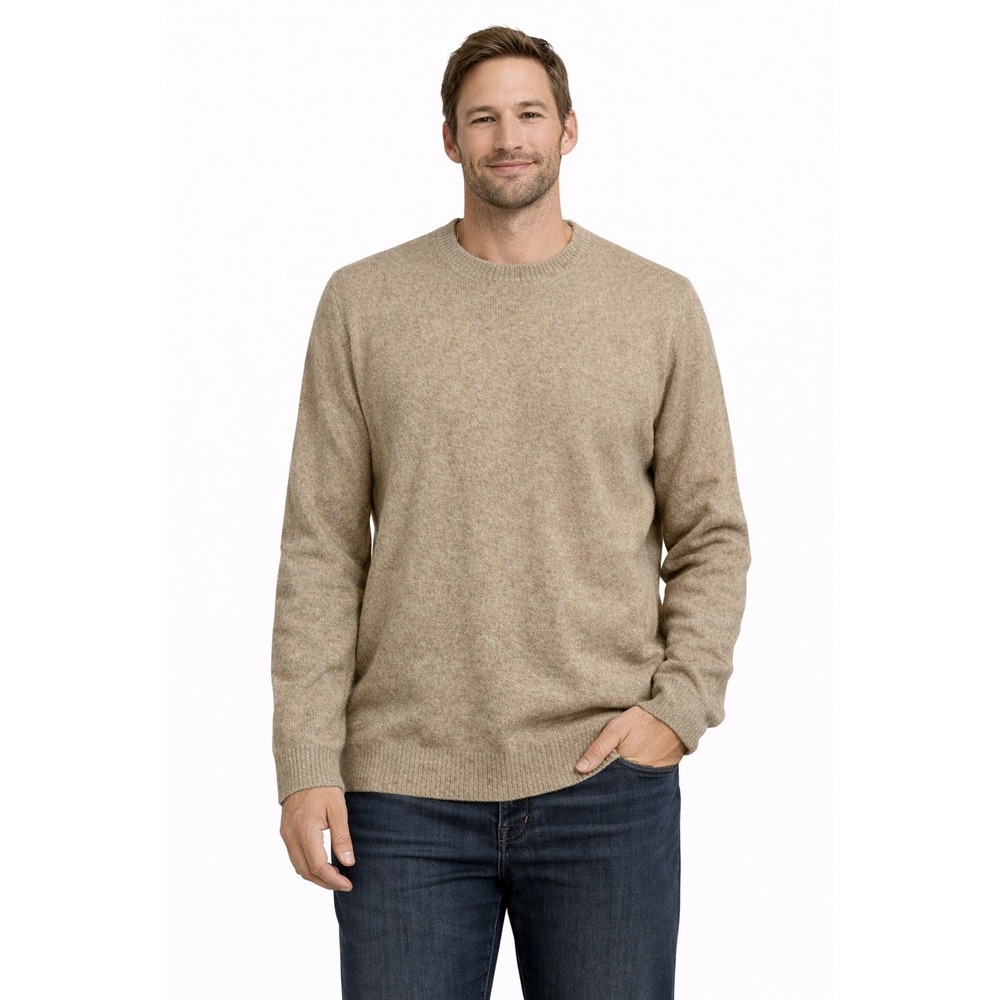 Brax Crew Neck Sweater‎ Mens L Tan Marl  Rick Long Sleeve Knit Pullover Luxury